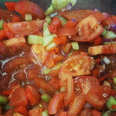 Gazpacho ready for pureeing after overnight marinade #chefs #seasonal
